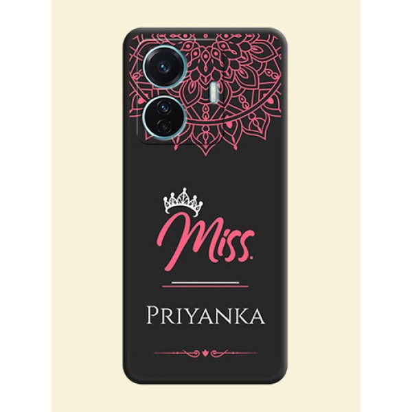 Mrs Name with Floral Design on Space Black Personalized Soft Matte Phone Covers - iQOO Z6 Pro 5G Mrs Name with Floral Design on Space Black Personalized Soft Matte Phone Covers - iQOO Z6 Pro 5G