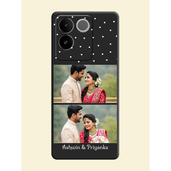 Miniature Love Symbols with Name on Space Black Custom Soft Matte Back Cover - iQOO Z7 Pro 5G Miniature Love Symbols with Name on Space Black Custom Soft Matte Back Cover - iQOO Z7 Pro 5G