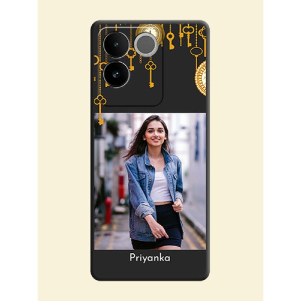 Decorative Design with Text on Space Black Custom Soft Matte Back Cover - iQOO Z7 Pro 5G Decorative Design with Text on Space Black Custom Soft Matte Back Cover - iQOO Z7 Pro 5G