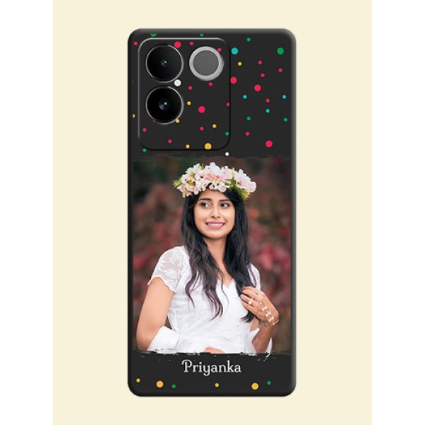 Multicolor Dotted Pattern with Text on Space Black Custom Soft Matte Phone Back Cover - iQOO Z7 Pro 5G Multicolor Dotted Pattern with Text on Space Black Custom Soft Matte Phone Back Cover - iQOO Z7 Pro 5G