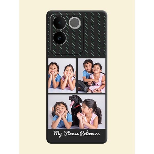 Cross Dotted Pattern with 2 Image Holder on Personalised Space Black Soft Matte Cases - iQOO Z7 Pro 5G Cross Dotted Pattern with 2 Image Holder on Personalised Space Black Soft Matte Cases - iQOO Z7 Pro 5G