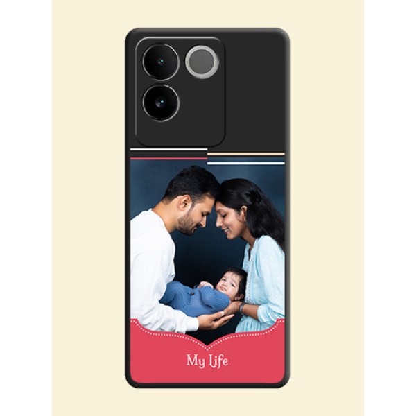 Classic Plain Design with Name - Photo on Space Black Soft Matte Phone Cover - iQOO Z7 Pro 5G