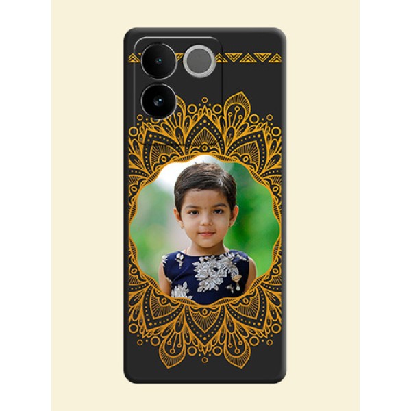 Round Image with Floral Design - Photo on Space Black Soft Matte Mobile Cover - iQOO Z7 Pro 5G Round Image with Floral Design - Photo on Space Black Soft Matte Mobile Cover - iQOO Z7 Pro 5G