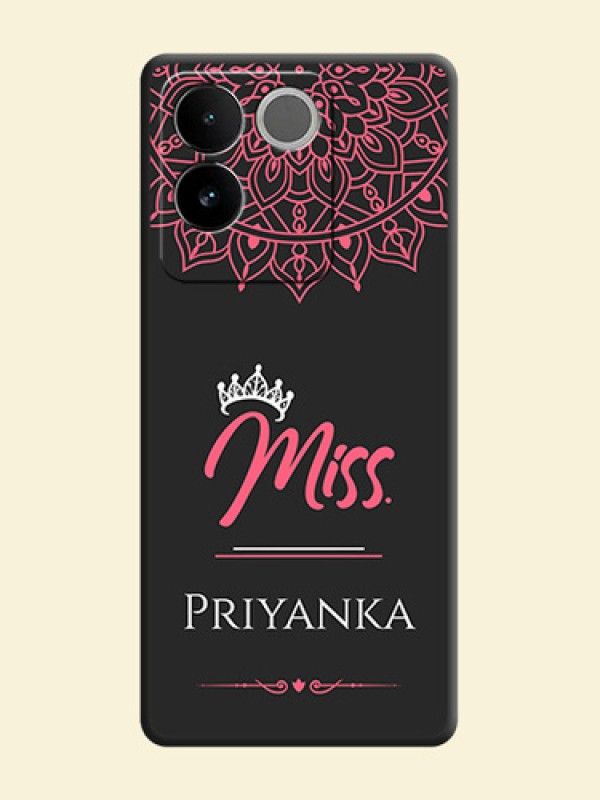 Mrs Name with Floral Design on Space Black Personalized Soft Matte Phone Covers - iQOO Z7 Pro 5G