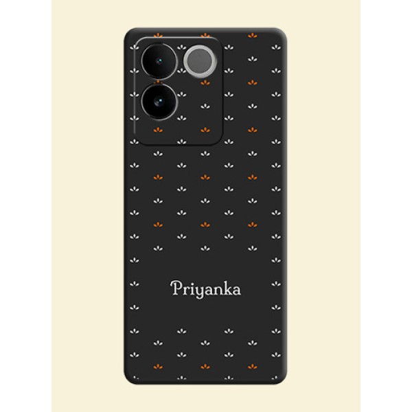 Simple Pattern With Custom Text On Space Black Personalized Soft Matte Phone Covers - iQOO Z7 Pro 5G Simple Pattern With Custom Text On Space Black Personalized Soft Matte Phone Covers - iQOO Z7 Pro 5G