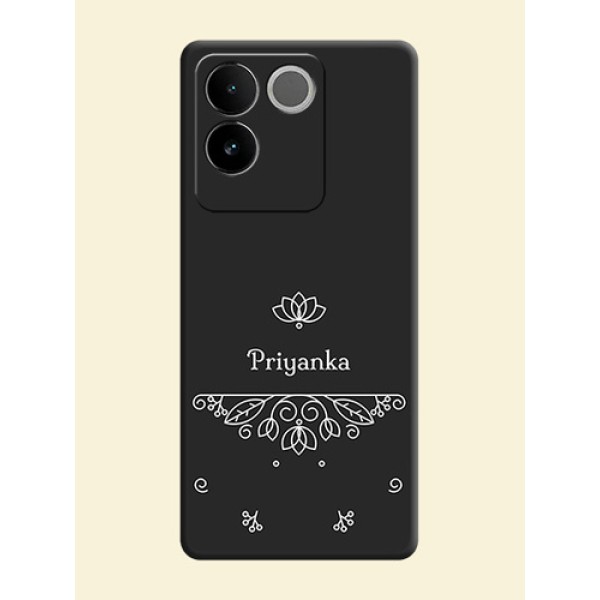 Lotus Garden Custom Text On Space Black Personalized Soft Matte Phone Covers - iQOO Z7 Pro 5G Lotus Garden Custom Text On Space Black Personalized Soft Matte Phone Covers - iQOO Z7 Pro 5G