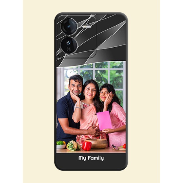 Mixed Wave Lines on Photo On Space Black Custom Soft Matte Mobile Back Cover - iQOO Z9 5G Mixed Wave Lines on Photo On Space Black Custom Soft Matte Mobile Back Cover - iQOO Z9 5G