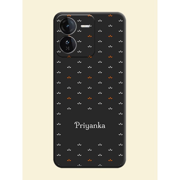 Simple Pattern With Custom Text On Space Black Custom Soft Matte Mobile Back Cover - iQOO Z9 5G Simple Pattern With Custom Text On Space Black Custom Soft Matte Mobile Back Cover - iQOO Z9 5G