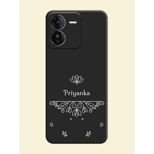 Lotus Garden Custom Text On Space Black Custom Soft Matte Mobile Back Cover - iQOO Z9 5G Lotus Garden Custom Text On Space Black Custom Soft Matte Mobile Back Cover - iQOO Z9 5G