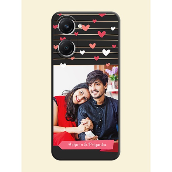 Love Pattern with Name on Pink Ribbon on Photo On Space Black Custom Soft Matte Mobile Back Cover - iQOO Z9 Lite 5G Love Pattern with Name on Pink Ribbon on Photo On Space Black Custom Soft Matte Mobile Back Cover - iQOO Z9 Lite 5G
