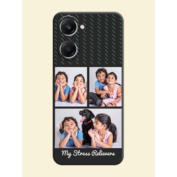 Cross Dotted Pattern with 2 Image Holder On Space Black Custom Soft Matte Mobile Back Cover - iQOO Z9 Lite 5G Cross Dotted Pattern with 2 Image Holder On Space Black Custom Soft Matte Mobile Back Cover - iQOO Z9 Lite 5G