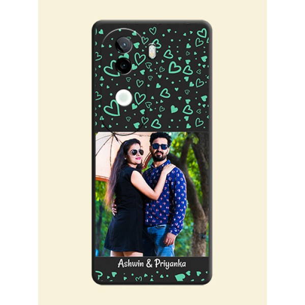 Sea Green Indefinite Love Pattern on Photo On Space Black Custom Soft Matte Mobile Back Cover - iQOO Z9s 5G