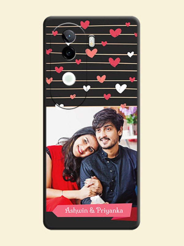 Love Pattern with Name on Pink Ribbon on Photo On Space Black Custom Soft Matte Mobile Back Cover - iQOO Z9s 5G