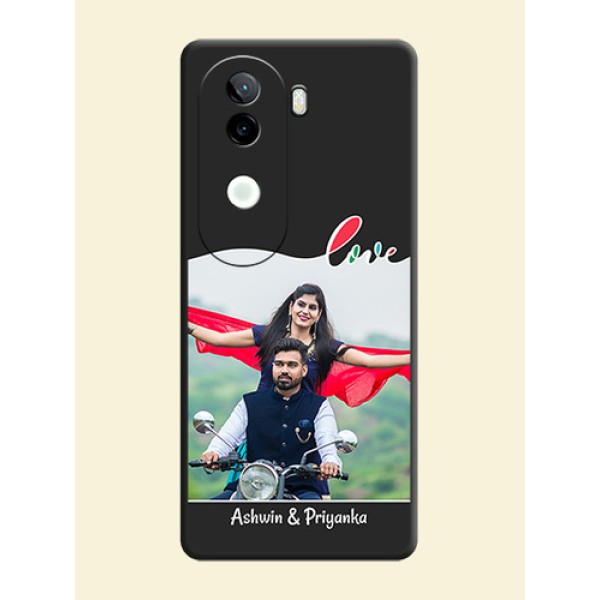 Fall in Love Pattern with Picture on Photo On Space Black Custom Soft Matte Mobile Back Cover - iQOO Z9s 5G Fall in Love Pattern with Picture on Photo On Space Black Custom Soft Matte Mobile Back Cover - iQOO Z9s 5G