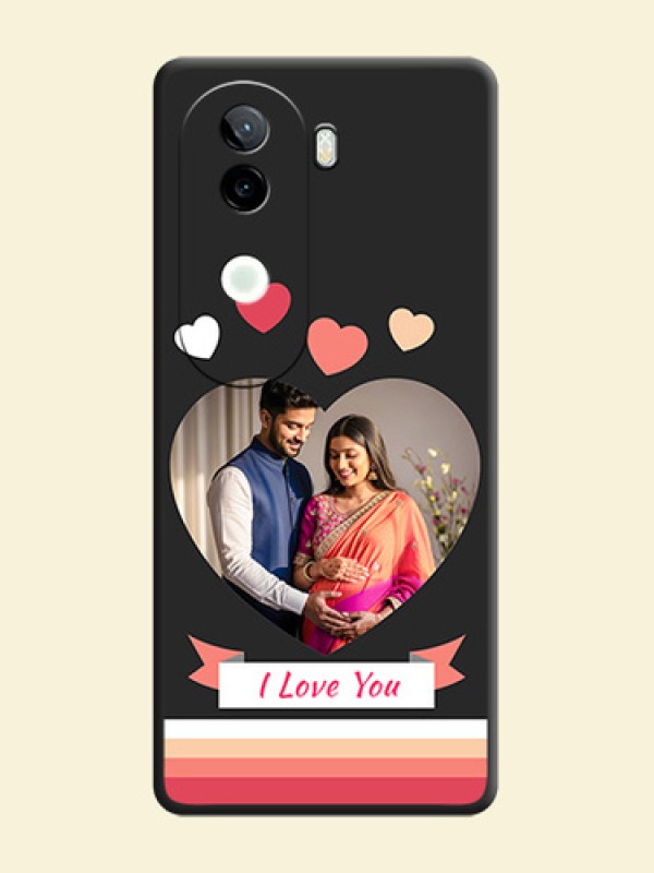 Love Shaped Photo with Colorful Stripes On Space Black Custom Soft Matte Mobile Back Cover - iQOO Z9s 5G
