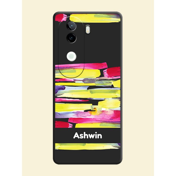Brush Coloured On Space Black Custom Soft Matte Mobile Back Cover - iQOO Z9s 5G Brush Coloured On Space Black Custom Soft Matte Mobile Back Cover - iQOO Z9s 5G
