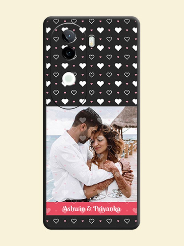 White Color Love Symbols with Text Design on Photo On Space Black Custom Soft Matte Mobile Back Cover - iQOO Z9s 5G