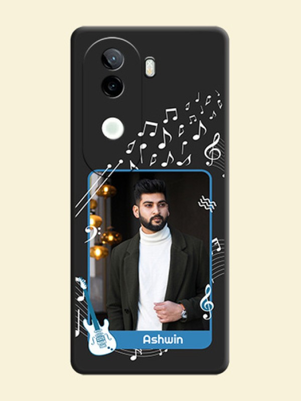 Musical Theme Design with Text on Photo On Space Black Custom Soft Matte Mobile Back Cover - iQOO Z9s 5G