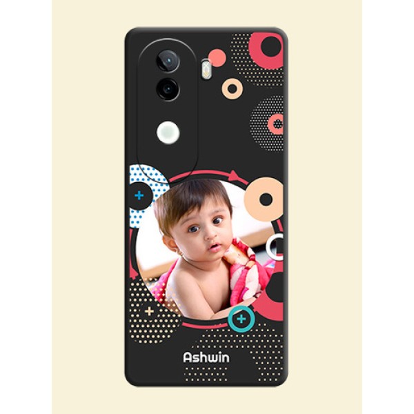 Multicoloured Round Image On Space Black Custom Soft Matte Mobile Back Cover - iQOO Z9s 5G Multicoloured Round Image On Space Black Custom Soft Matte Mobile Back Cover - iQOO Z9s 5G