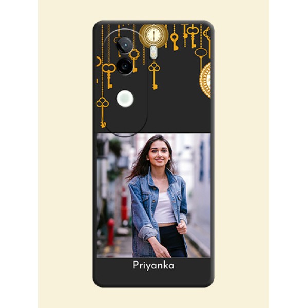 Decorative Design with Text On Space Black Custom Soft Matte Mobile Back Cover - iQOO Z9s 5G Decorative Design with Text On Space Black Custom Soft Matte Mobile Back Cover - iQOO Z9s 5G