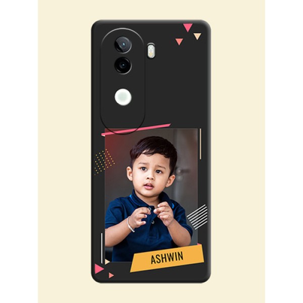 Photo Frame with Triangle Small Dots on Photo On Space Black Custom Soft Matte Mobile Back Cover - iQOO Z9s 5G