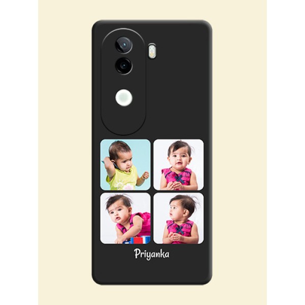 Floral Art with 6 Image Holder on Photo On Space Black Custom Soft Matte Mobile Back Cover - iQOO Z9s 5G Floral Art with 6 Image Holder on Photo On Space Black Custom Soft Matte Mobile Back Cover - iQOO Z9s 5G