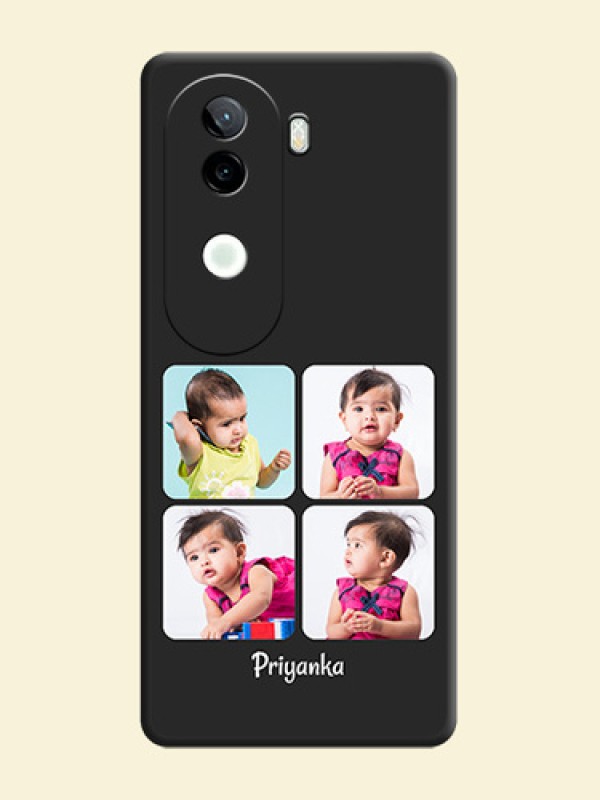 Floral Art with 6 Image Holder on Photo On Space Black Custom Soft Matte Mobile Back Cover - iQOO Z9s 5G