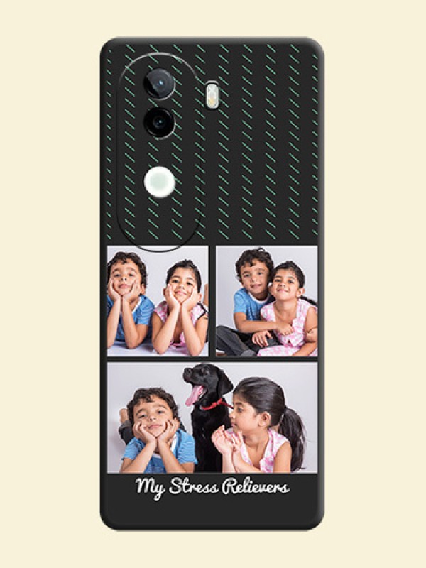Cross Dotted Pattern with 2 Image Holder On Space Black Custom Soft Matte Mobile Back Cover - iQOO Z9s 5G