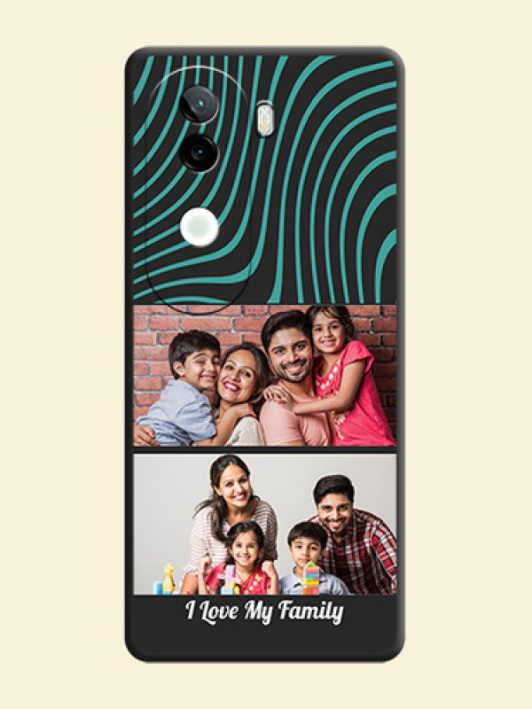 Wave Pattern with 2 Image Holder On Space Black Custom Soft Matte Mobile Back Cover - iQOO Z9s 5G