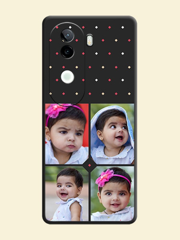Multicolor Dotted Pattern with 4 Image Holder On Space Black Custom Soft Matte Mobile Back Cover - iQOO Z9s 5G