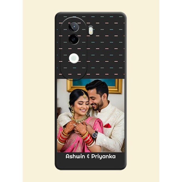 Line Pattern Design with Text On Space Black Custom Soft Matte Mobile Back Cover - iQOO Z9s 5G Line Pattern Design with Text On Space Black Custom Soft Matte Mobile Back Cover - iQOO Z9s 5G