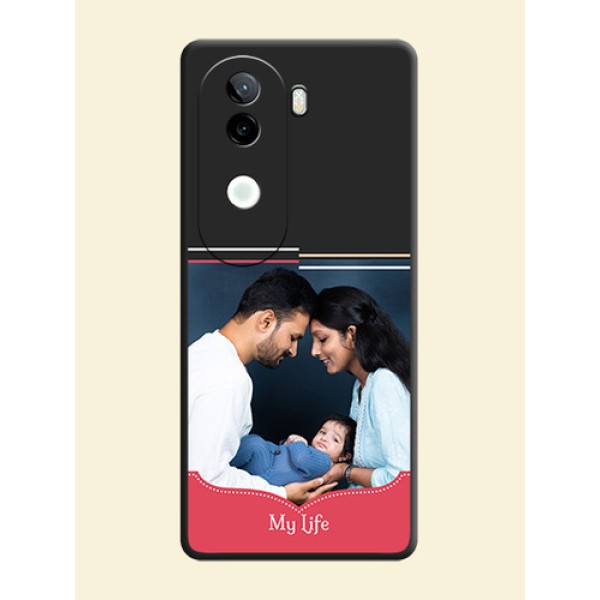 Classic Plain Design with Name On Space Black Custom Soft Matte Mobile Back Cover - iQOO Z9s 5G Classic Plain Design with Name On Space Black Custom Soft Matte Mobile Back Cover - iQOO Z9s 5G