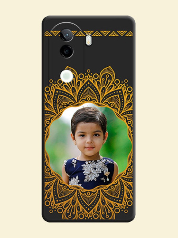 Round Image with Floral Design On Space Black Custom Soft Matte Mobile Back Cover - iQOO Z9s 5G