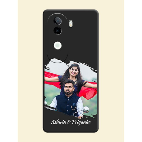 Grunge Brush Strokes on Photo On Space Black Custom Soft Matte Mobile Back Cover - iQOO Z9s 5G Grunge Brush Strokes on Photo On Space Black Custom Soft Matte Mobile Back Cover - iQOO Z9s 5G