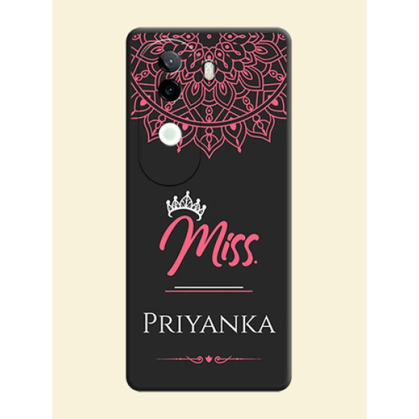 Mrs Name with Floral Design On Space Black Custom Soft Matte Mobile Back Cover - iQOO Z9s 5G Mrs Name with Floral Design On Space Black Custom Soft Matte Mobile Back Cover - iQOO Z9s 5G