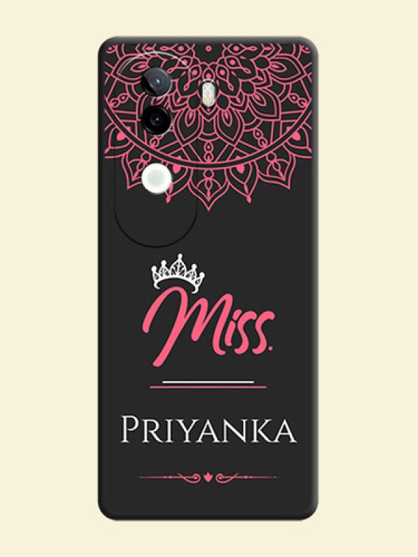 Mrs Name with Floral Design On Space Black Custom Soft Matte Mobile Back Cover - iQOO Z9s 5G