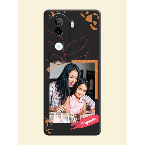Orange Photo Frame On Space Black Custom Soft Matte Mobile Back Cover - iQOO Z9s 5G Orange Photo Frame On Space Black Custom Soft Matte Mobile Back Cover - iQOO Z9s 5G