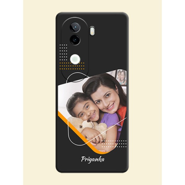 Yellow Triangle on Photo On Space Black Custom Soft Matte Mobile Back Cover - iQOO Z9s 5G