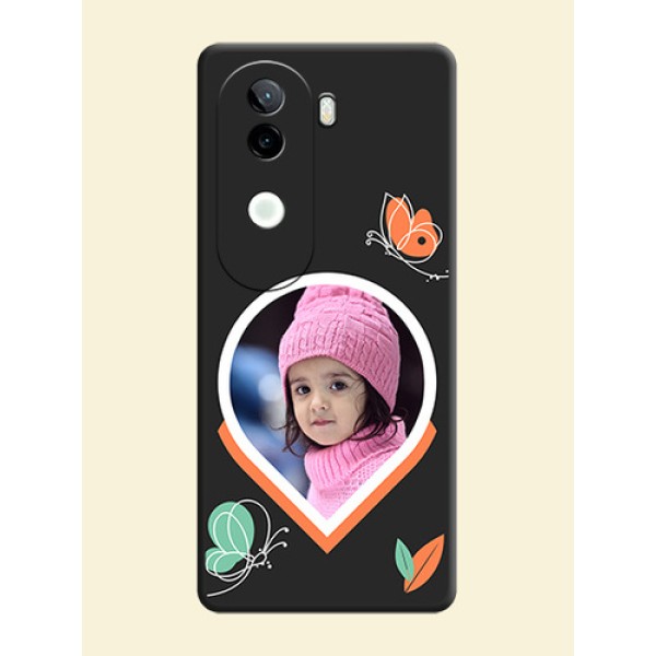 Upload Pic With Simple Butterly Design On Space Black Custom Soft Matte Mobile Back Cover - iQOO Z9s 5G Upload Pic With Simple Butterly Design On Space Black Custom Soft Matte Mobile Back Cover - iQOO Z9s 5G