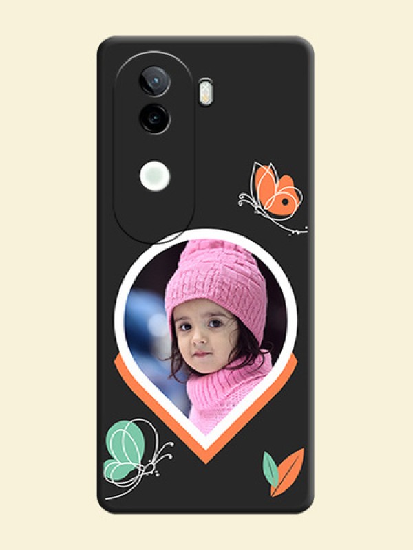 Upload Pic With Simple Butterly Design On Space Black Custom Soft Matte Mobile Back Cover - iQOO Z9s 5G