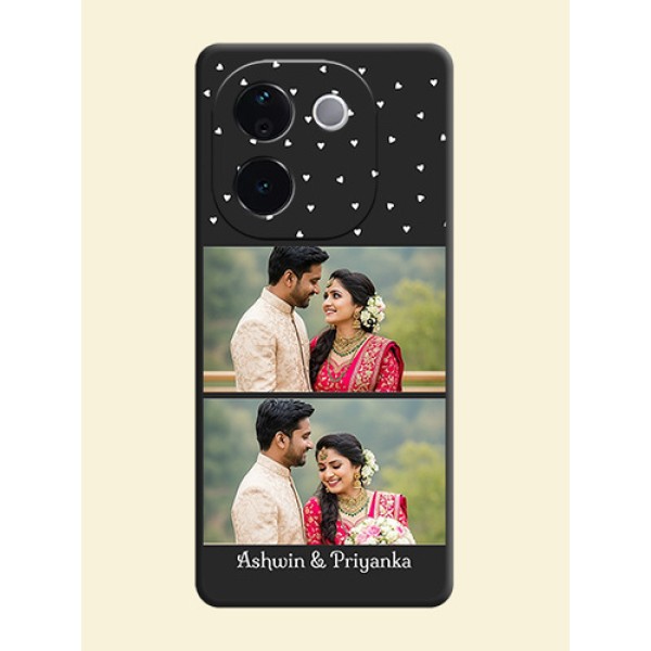 Miniature Love Symbols with Name On Space Black Custom Soft Matte Mobile Back Cover - iQOO Z9s Pro 5G Miniature Love Symbols with Name On Space Black Custom Soft Matte Mobile Back Cover - iQOO Z9s Pro 5G