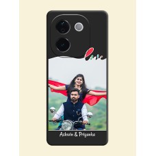 Fall in Love Pattern with Picture on Photo On Space Black Custom Soft Matte Mobile Back Cover - iQOO Z9s Pro 5G