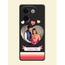 Love Shaped Photo with Colorful Stripes On Space Black Custom Soft Matte Mobile Back Cover - iQOO Z9s Pro 5G