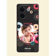 Multicoloured Round Image On Space Black Custom Soft Matte Mobile Back Cover - iQOO Z9s Pro 5G