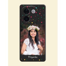 Multicolor Dotted Pattern with Text On Space Black Custom Soft Matte Mobile Back Cover - iQOO Z9s Pro 5G