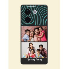 Wave Pattern with 2 Image Holder On Space Black Custom Soft Matte Mobile Back Cover - iQOO Z9s Pro 5G
