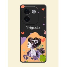 Namecase For Her With Fancy Lady Image On Space Black Custom Soft Matte Mobile Back Cover - iQOO Z9s Pro 5G