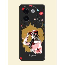 Mordern Lady With Color Splash Background With Custom Text On Space Black Custom Soft Matte Mobile Back Cover - iQOO Z9s Pro 5G
