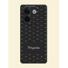 Simple Pattern With Custom Text On Space Black Custom Soft Matte Mobile Back Cover - iQOO Z9s Pro 5G