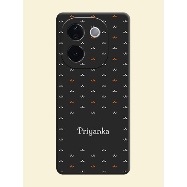 Simple Pattern With Custom Text On Space Black Custom Soft Matte Mobile Back Cover - iQOO Z9s Pro 5G Simple Pattern With Custom Text On Space Black Custom Soft Matte Mobile Back Cover - iQOO Z9s Pro 5G